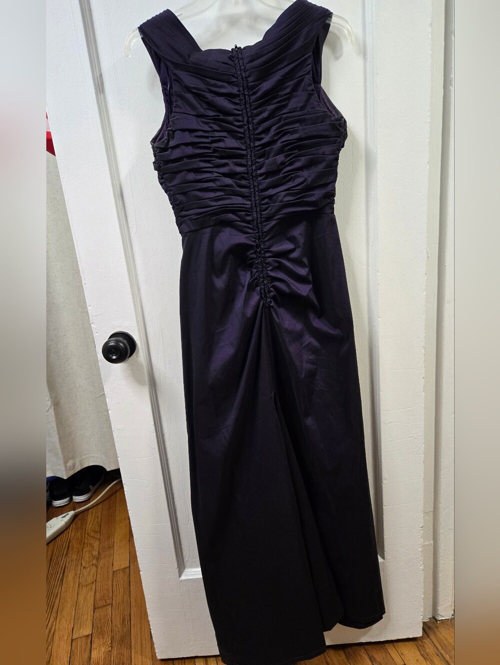 Adrianna Papell Rich Purple Ruched Evening Gown - Picture 7 of 9